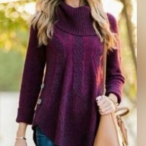 Anthropologie Purple Cowl Neck Sweater